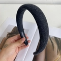Classic black velvet wide headband with soft texture and comfortable handmade finish - Black Series