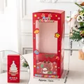 Red Christmas strawberry tower box 5-piece set with clear window for gift packaging - Hollow Christmas Tree Strawberry Tower Boxes (5 Sets)