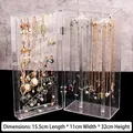 Transparent acrylic jewelry box with dual doors and necklace hangers 15.5x11x32cm - Multifunctional Necklace Box
