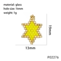 Detailed view of yellow and gold star beaded pendant with dimensions and weight info - Yellow (Star)