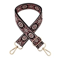 Bandoulière jacquard réglable de 3,8 cm avec motif floral et crochets en métal doré - Noir Rose Foncé Beige
