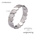 Bracciale rigido largo in acciaio al titanio argento, larghezza 1,5 cm e diametro 6 cm - Z143 Colore Acciaio (Larghezza circa 1.5 cm)