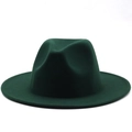 Detail of the high-quality dark green felt texture on this vintage jazz fedora hat - Dark Green