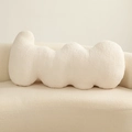 Cream white lamb velvet flower shaped pillow with minimalist wave design for sofa decor - 96*50cm/1.3kg / Rice White Wave Pillow
