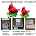 Red Cardinal figurine set with green leaf base in large and small resin craft sizes - 2 Pieces Set