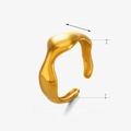 Golden irregular open ring in stainless steel showing width and height measurements - Gold