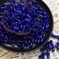 Deep blue bamboo joint glass beads for DIY jewelry making in a cylindrical shape - Dark Blue (Solid 6x12mm)