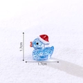 Miniature blue glitter resin Christmas duck with red hat for DIY winter snow decor - Fine Glitter Blue