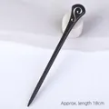 Elegant 18cm ebony wood hair pin with hollowed S-shaped cloud pattern on white base - Floating Life