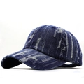 Vintage washed denim baseball cap with distressed rip details and a curved brim - Adjustable / Dark Blue