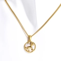 Aries zodiac medallion necklace in gold plated titanium steel with pearl shell inlay - Aries - Gold
