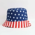 Detailed close-up showing the American flag pattern and fabric texture of this bucket hat - One Size / Stars and Stripes Flag