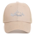 Trucker-Cap mit Bergwald-Stickerei und Mesh-Rückseite für Outdoor-Wandern und Sonnenschutz - Khaki