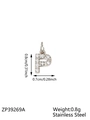 Silver stainless steel P-letter pendant with pavé cubic zirconia, 0.8cm height - Letter P / Steel