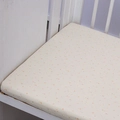 Breathable baby fitted sheet with yellow stars and moon pattern on cream fabric - Moon / 120*60cm