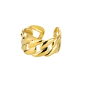 Anillo ajustable minimalista con diseño de textura de cadena cubana dorada - 43-Cadena Cubana / Dorado