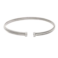 Detail view of silver spring collar with sparkling cubic zirconia on both ends - 8mm Choker / Steel
