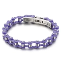 Men's punk style stainless steel bicycle chain bracelet in purple and metallic finish - Stainless Steel / Purple and Black Style (KB80131-BD)
