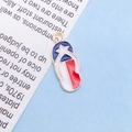 Flip-flop charm pendant in blue, white, and red enamel with star pattern design - Enamel US Flag Slipper / 7x18mm