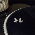 Elegant 925 silver butterfly stud earrings with sparkling pavé crystal accents - A803 Silver-Pave Butterfly