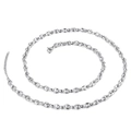 Silver stainless steel coffee bean link necklace with lobster clasp and extender chain - Silver Special Link Necklace (KN118593-KFC)