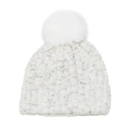 Dettaglio della trama a maglia a trecce e del grande pompon in pelliccia sintetica - M (56-58cm) / Bianco