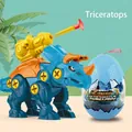 DIY blue Triceratops building toy with screwdriver and dinosaur egg storage case - Triceratops (Egg Shell)