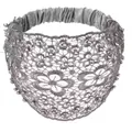 Silver grey lace headband with beaded pearls and floral hollow mesh breathable design - Gray