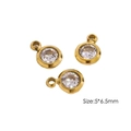 Golden 5mm stainless steel mini charms with clear cubic zirconia round pendants - White