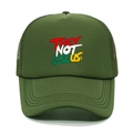 Detail of army green trucker hat with they not like us foam print and mesh back - M (56-58cm) / Army Green