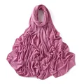 Detail of lilac jersey hijab scarf showing soft modal cotton texture and fine edge stitching - Lilac (#1)