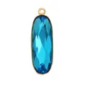 Oval light blue zircon charm with gold plating and multi-faceted cut finish - M601978-Aqua Blue