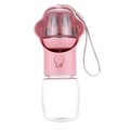 Pink cat-paw portable pet water dispenser with food storage and carrying strap - Cat Paw-330ml Water + 100g Food / Pink
