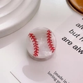 Ronde telefoonhouder met honkbalontwerp, witte marmeren textuur en rode stiksels - Witte honkbal