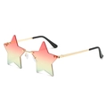 Star-shaped rimless sunglasses with red yellow green gradient lenses and gold metal frames - Gold Frame Gradient Red Yellow Green Lens