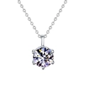 Klassieke halsketting met ronde solitaire hanger en 6-klauwzetting in zilverkleur - Zes-klauw Ketting / 0,5 Karaat Moissanite / Witgoud