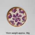 Handmade rattan coaster with purple shell flower pattern, 10cm diameter, 38g weight - Purple Flower Shell 10CM