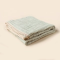 Soft mint 6-layer muslin cotton baby swaddle blanket with elegant beige lace trim edges - 105*105 cm / Light Gray