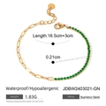 Waterproof 18k gold plated stainless steel bracelet with green stones on a chain - Green Gemstone Style (JDBW2403021-GN)