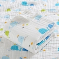 6-layer cotton muslin baby bath towel with blue whale print, breathable and soft blanket - 6-Layer 110*110cm / Blue Whale