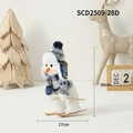 Pupazzo di neve di peluche con sci e cappello a scacchi blu decoro 30cm - Pupazzo di neve che scia (stile cappello Lei Feng)
