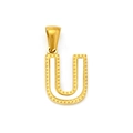 Golden titanium steel letter U pendant featuring a textured dotted surface finish - Letter U (Single Pendant)