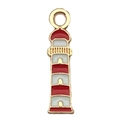 Ciondolo a forma di faro in smalto rosso e bianco per creazione di gioielli fai da te - 1 Pezzo Faro Rosso e Bianco (18x5mm)