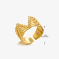Adjustable multilayer gold stainless steel ring with polished bead accents, 1.7cm diameter - Gold Ring 044