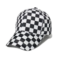Casquette de baseball classique à damier noir et blanc avec visière courbée à 6 pans - Damier Noir et Blanc