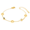 Elegant 18k gold plated bracelet featuring hollow floral charms and black and clear stones - Hollow Four-leaf Flower / 18K Gold