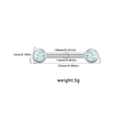 Technical diagram showing 14mm stainless steel barbell piercing with blue glitter ball studs - Blue Sequins Transparent Ball