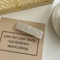 Close-up of pearl white marble rectangular hair clip on a minimalist background - 2# Mermaid Iridescent - Spring Clip