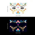 Neon butterfly and rose facial tattoo JFA-005 with day and glow-in-the-dark effects - Gold Powder Fluorescent JFA-005