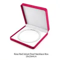 Rose red velvet jewelry set box with rounded corners and white interior 19x19x4cm - Rounded Velvet/19x19x4cm / Rose Red